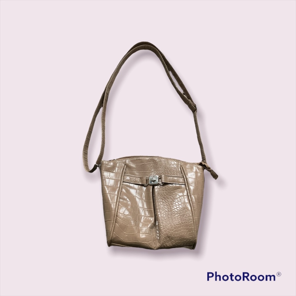 Tan Snake Pattern Purse with adjustable strap